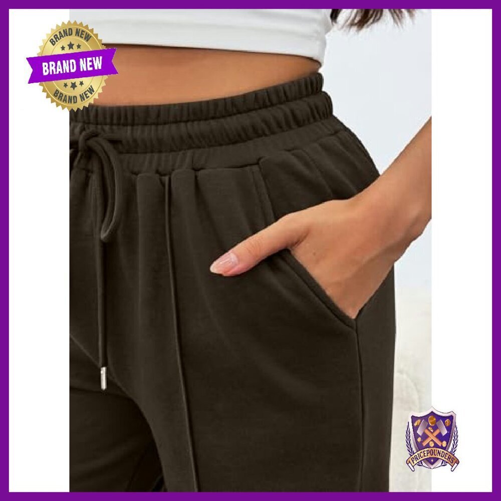 Wide Leg Sweatpants Barrel Fit Polyester Cotton Drawstring Pockets - Picture 6 of 7